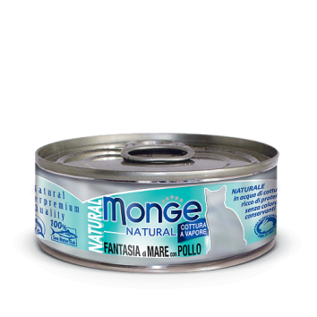 Monge Cat Natural - Консервы для кошек морепродукты с курицей 80г