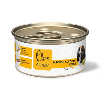 Clan Classic - Консервы для собак, паштет мясное ассорти с рубцом Clan Classic - Консервы для собак, паштет мясное ассорти с рубцом