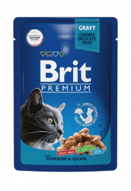 Brit - Консервы для кошек, с Цыпленком и Перепелкой в соусе, 85 гр
