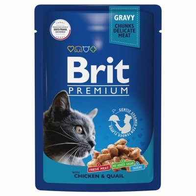 Brit - Консервы для кошек, с Цыпленком и Перепелкой в соусе, 85 гр Brit - Консервы для кошек, с Цыпленком и Перепелкой в соусе, 85 гр