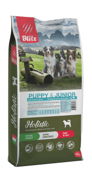 Blitz Holistic Puppy and Junior Duck and Lamb - Сухой низкозерновой корм для щенков и юниоров, с Уткой и Ягненком, 12 кг