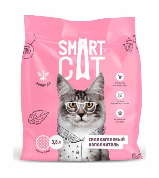 40151.580 Smart Cat - Komkyushiisya silikagelevii napolnitel: Lavanda, 1.6 kg kypit v zoomagazine «PetXP» Smart Cat - Комкующийся силикагелевый наполнитель: Лаванда, 1.6 кг