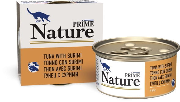 Prime Nature - Консервы для кошек, тунец с сурими в желе, 85 гр