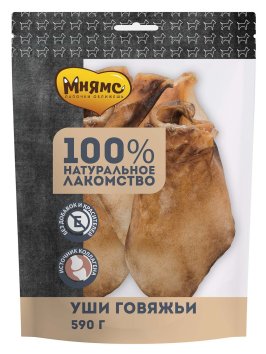 Мнямс - Лакомство для собак, Уши говяжьи 590г