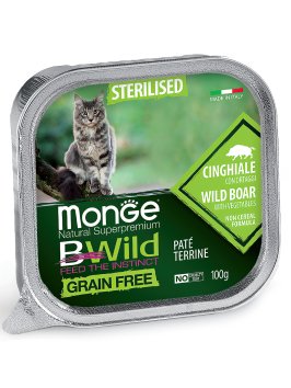 Monge Cat BWild Grain Free - Беззерновые консервы из кабана с овощами для стерилизованных кошек 100г
