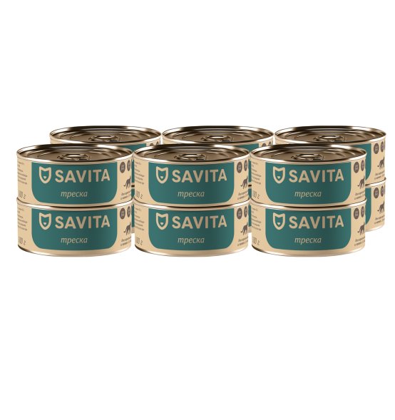 Savita - Консервы для кошек и котят, с треской 100гр