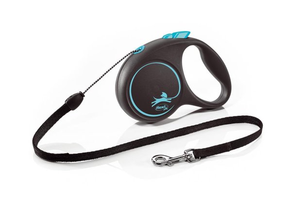 Flexi - Поводок-рулетка для собак 5 м до 12 кг, трос (Black Design S Cord)