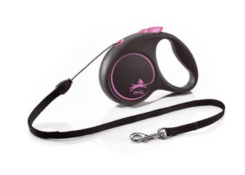 Flexi - Поводок-рулетка для собак 5 м до 12 кг, трос (Black Design S Cord)