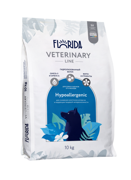 Florida Vet Hypoallergenic - Сухой корм для собак для снижения симптомов аллергии и коррекции пищевой непереносимости