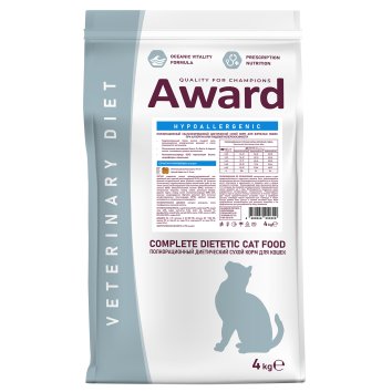 Award Veterinary Diet Hypoallergenic - Диетический корм для взрослых кошек при аллергии или пищевой непереносимости