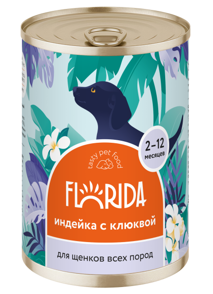 Florida - Консервы для щенков, Индейка с Клюквой