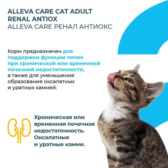 Alleva Care Renal-Antiox - Корм для взрослых кошек, при Почечной недостаточности и Мочекаменной болезни
