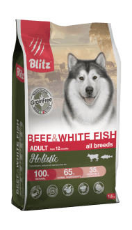 Blitz Holistic - Сухой корм для собак беззерновой с говядиной и рыбой 