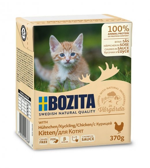 Bozita - Кусочки в соусе с курицей для котят, 370гр