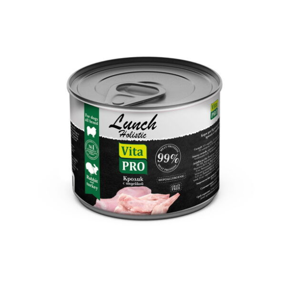 Vita Pro Lunch - Влажный корм беззерновой для взрослых собак всех пород с кроликом и индейкой