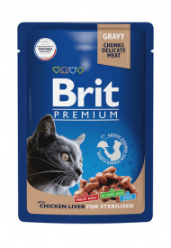 Brit - Консервы для стерилизованных кошек, с Куриной печенью в соусе, 85 гр