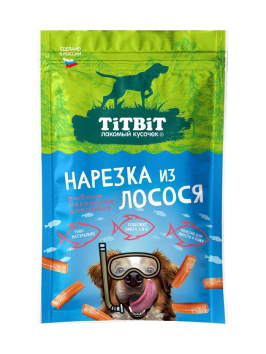 TiTBiT - Нарезка из лосося для собак, 80 гр