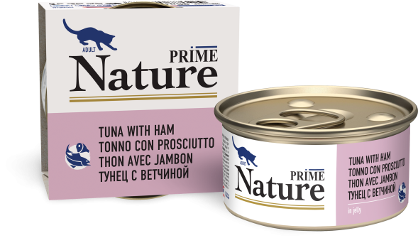 Prime Nature - Консервы для кошек, тунец с ветчиной в желе, 85 гр