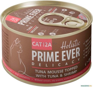 Prime Ever Холистик Delicacy - Консервы для кошек, мусс из тунца с креветками, 80 г