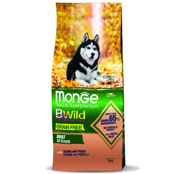 Monge BWild - Беззерновой корм из лосося и гороха для взрослых собак всех пород