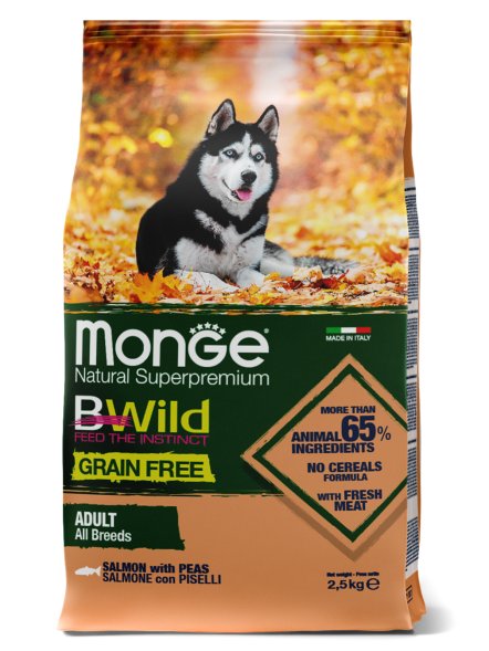 Monge BWild - Беззерновой корм из лосося и гороха для взрослых собак всех пород