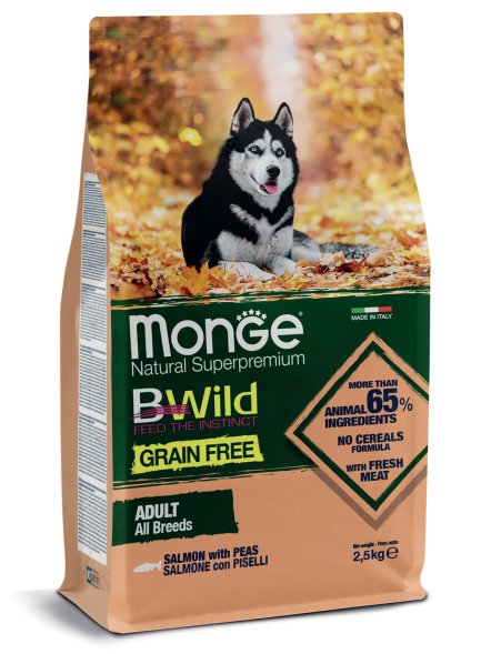 Monge BWild - Беззерновой корм из лосося и гороха для взрослых собак всех пород