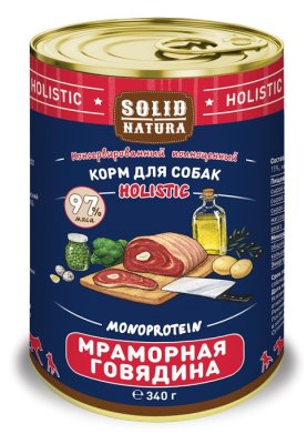Solid Natura Холистик - Корм консервированный для собак, Мраморная говядина, 340г Solid Natura Холистик - Корм консервированный для собак, Мраморная говядина, 340г