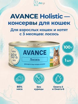 Avance - Консервы для кошек и котят, с Лососем, 100 гр