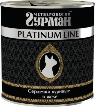 Четвероногий Гурман &amp;quot;Платиновая серия&amp;quot;консервы для кошек с куриными сердечками в желе 240гр