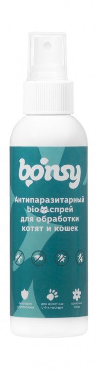 Bonsy - Антипаразитарный БИОспрей для обработки котят и кошек 150мл