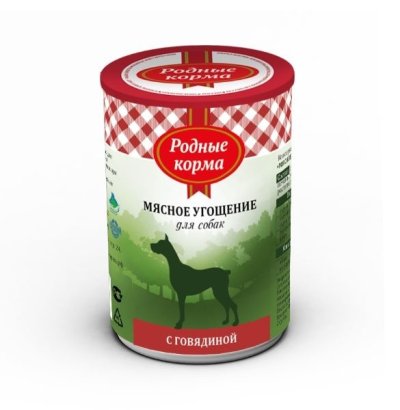 Родные корма - Консервы для собак с говядиной, 340гр
