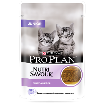 Pro Plan Nutri Savour - Для котят, паштет с индейкой, Пауч, 85 гр