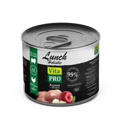 Vita Pro Lunch - Влажный корм беззерновой для взрослых собак всех пород с курицей и яблоком