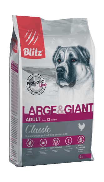 Blitz Classic Large & Giant Breeds Adult Dog - Сухой корм для взрослых собак крупных и гигантских пород, с Курицей