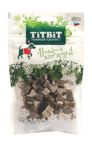 TiTBiT Новогодняя коллекция - Лакомство для собак, Косточки мясные с Индейкой и Творогом, 90 гр