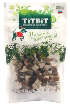 TitBit - Новогодняя коллекция - Лакомство для собак, Косточки мясные с Индейкой и Творогом, 90 гр