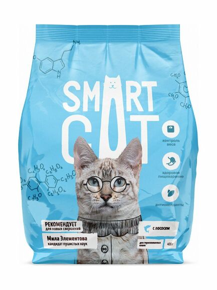 39789.580 Smart Cat - Dlya sterilizovannih koshek, s Lososem, 400 gr kypit v zoomagazine «PetXP» Smart Cat - Для стерилизованных кошек, с Лососем, 400 гр