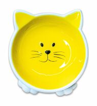 Mr.Kranch - Миска керамическая для кошек, Мордочка кошки на ножках, 100 мл, Желтая