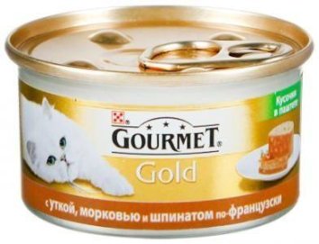Gourmet Gold - кусочки в паштете с уткой, морковью и шпинатом по-французски для кошек 85гр