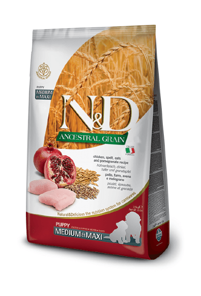 Farmina ND Ancestral Grain - Корм для щенков и беременных собак средних и крупных пород, курица с гранатом и спельтой