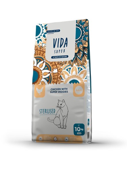 Vida Super - Сухой корм для взрослых стерилизованных кошек, с курицей и овощами