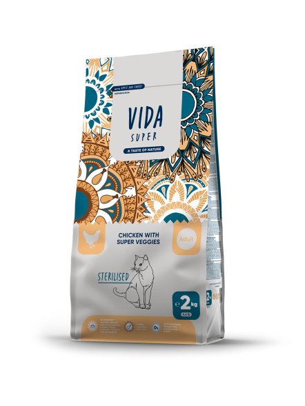 Vida Super - Сухой корм для взрослых стерилизованных кошек, с курицей и овощами