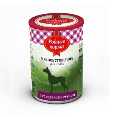 Родные корма - Консервы для собак с говядиной и рубцом, 340гр