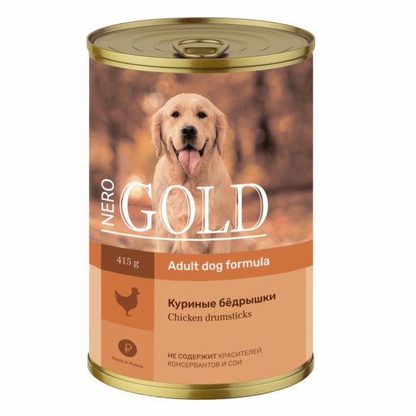Nero Gold - консервы - Консервы для собак, Куриные бедрышки 410гр
