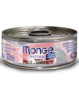 Monge Cat Natural - Консервы для кошек тунец с курицей и креветками 80г