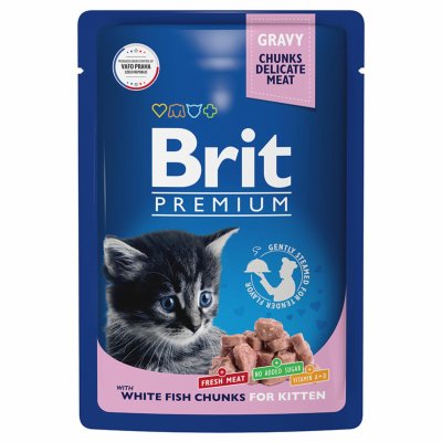 Brit - Консервы для котят, с Белой рыбой в соусе, 85 гр