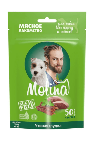 Molina - Лакомство для собак и щенков всех пород, Утиная Грудка, 50 гр