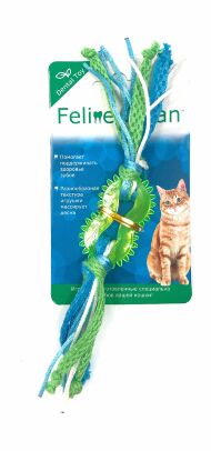 Feline Clean - Игрушка для кошек Dental, Колечко прорезыватель с лентами, резина