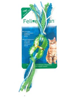 Feline Clean - Игрушка для кошек Dental, Колечко прорезыватель с лентами, резина