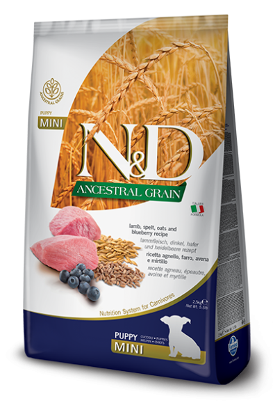 Farmina Ancestral Grain - Корм для щенков и беременных собак малых пород, Ягненок с Черникой и Спельтой
